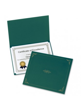 Certificate holder, Letter - 8.50" Width x 11" Sheet Size - Linen - Hunter Green - Recycled - 5 / Pack - oxf29900605bgd